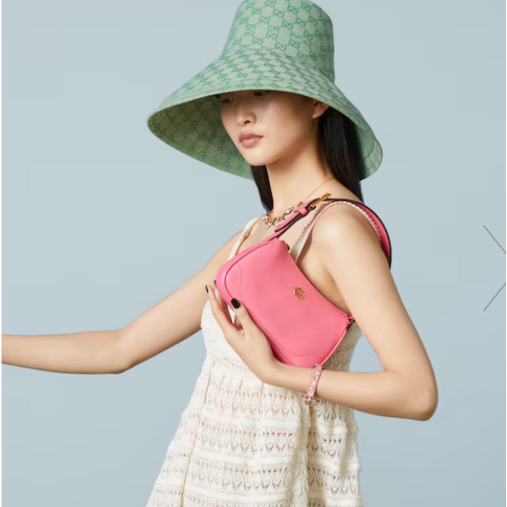 New Gucci pink leather shoulder bag